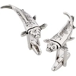 mrcuff Japanese Koi Catfish Cat Fish Fishing Noodling Pair Cufflinks in a Presentation Gift Box & Polishing Cloth-picture-55