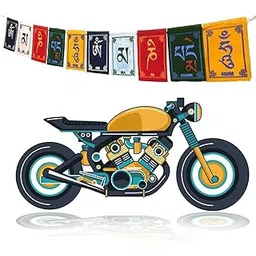 Mr.Deepak Tibetan Prayer Flag for Bike | Peace Mantra Leh Ladakh Flag for Bike | Home Decoration Prayer Tibetan Flag | Om Mani Padme Hum | Multicolour (Pack of 2)-picture-17