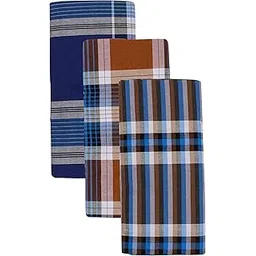 mr.h fashion Men's Poly-Cotton Assorted Checks Lungi (Multi-Coloured,Free Size) - Set of 3-picture-46