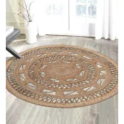 mric Beige Abstract Jute 3 ft x 3 ft Hand Woven Round Carpet-picture-38
