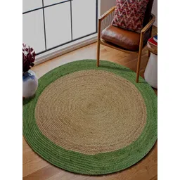 MRIC Beige & Green Self Design Jute Carpet-picture-13