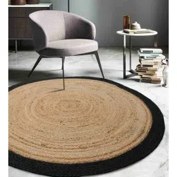 mric Beige Geometric Jute 3 ft x 3 ft Hand Woven Round Carpet-picture-39