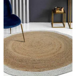mric Beige Solid Jute 3 ft x 3 ft Hand Woven Round Carpet-picture-34