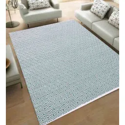 mric Blue and White Sochi Geometric Cotton 4ft x 6ft Hand Woven Carpet-picture-17