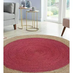 mric Multicolor Geometric Jute 3 ft x 3 ft Hand Woven Round Carpet-picture-31
