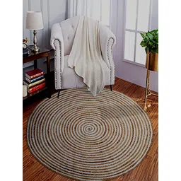 MRIC White & Beige Circular Traditional Braided Jute Carpet-picture-18