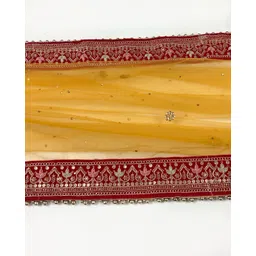 ms creations Net Embellished, Embroidered Yellow, Red Women Dupatta image 2