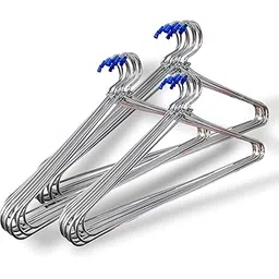 MSAG Heavy Duty Stainless Steel Clothes Hangers – Pack of 12 | Rust-Resistant Metal Hangers for Shirts, Sarees, Jeans & Trousers image 1