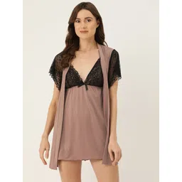 Ms.Lingies Net Solid Baby Doll with Robe-picture-27