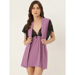 Ms.Lingies Net Solid Baby Doll with Robe-picture-14