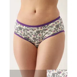 Ms.Lingies Women Pack of 2 White & Purple Printed Hipster Briefs MSP091S-picture-34