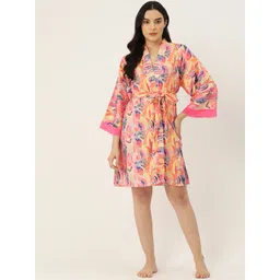 Ms.Lingies Women Printed Satin Robe with Lace Detail-picture-36