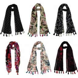 mss fashion Printed Chiffon Women Multicolor Scarf, Stole, Fancy Scarf-picture-36