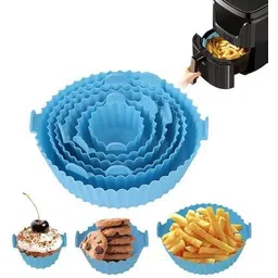 msvtradess 6 Pieces Silicone Liners Round Food Safe Non Stick Air Fryer Basket Air Fryer image 1