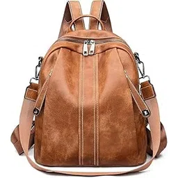 muchova Stylish Women Backpack | Lightweight Casual College Backpack | Spacious Multi-Pocket Backpack for Office Travel & College (Tan)-picture-27