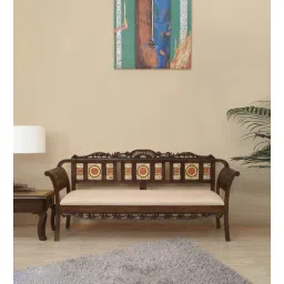 Alpa-I Solid Wood 3 Seater Sofa in Walnut Colour-image-8