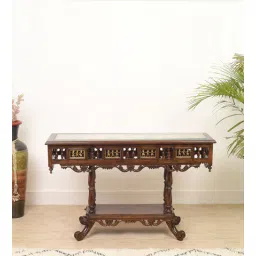 Crown Solid Wood Console Table in Walnut Colour-image-18