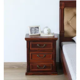 Durbar Sheesham Wood Bedside Table In Honey Oak Finish-image-47