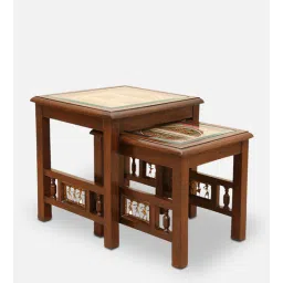 mudramark from pepperfry Eleza Teak Wood Nest of Tables in Walnut Finish (Set Of 2)-picture-19