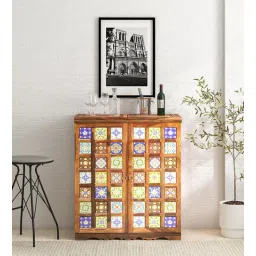 mudramark from pepperfry Siramika Sheesham Wood Bar Cabinet In Rustic Teak Finish-picture-34