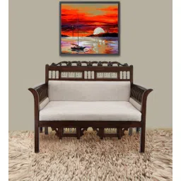 mudramark from pepperfry Teak Wood 2 Seater Sofa in Beige Finish-picture-14