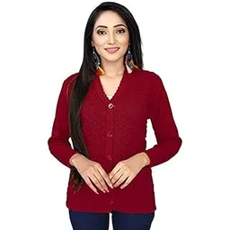 mudrika Women Woollen Solid Print V-Neck Cardigan Sweater-picture-28