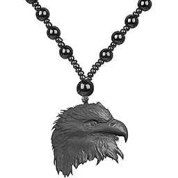 mudtale Eagle Head Pendant Necklace for Men Women Tribal Style Black Elegant Beaded Chain, Handmade Resin Eagle Accessory Fierce Hawk Symbol Charm for Outdoor Spirit Jewelry Gift for Men, Women-picture-48