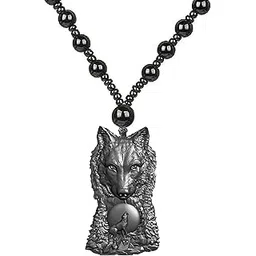 mudtale Howling Moon Wolf Painting Pendant Universal Necklace Charm for Men Women Wilderness Jewelry Night Animal Design Rugged Black Matte Finish Jewelry Gift Beads Mala Chain Wilderness Camping Gift-picture-53