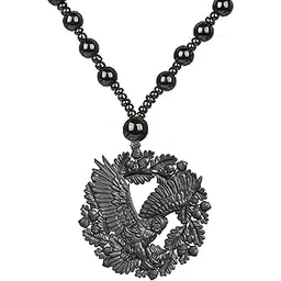 mudtale Majestic Black Flying Owl Locket Necklace pendant for Women Girls Bold Black Chain Jewelry Gift Bird Jewelry With Beads Chain Gothic Style Accessory Symbol of Wisdom & Power-picture-26