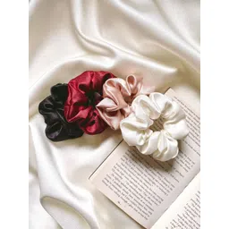 Mueras Women Set Of 4 Silk Satin Scrunchies-picture-10