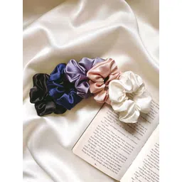 Mueras Women Set Of 5 Silk Satin Scrunchies-picture-25