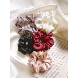 Mueras Women Set Of 5 Silk Satin Scrunchies-picture-31