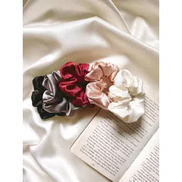 Mueras Women Set of 5 Silk Satin Scrunchies-picture-29