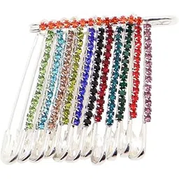 mufasa fashions Multicolor Rhinestone Safety Saree Pins Brooches Sweater Shawl Clips Faux Crystal Brooches Shiny Brooch Pins for Clothing Dress Pants Skirt Dressing Accessories (Multicolor Safety Pins)-picture-47
