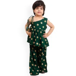 Muffin Shuffin Girls Green Ethnic Motifs Printed Kurti with Palazzos-picture-46