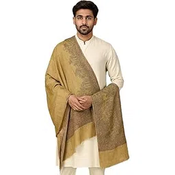 Men’s Zari Twilight Reversible Wool Stole with Intricate Multicolour Woven Heritage Design – Ethnic Winter Wraps-image-1