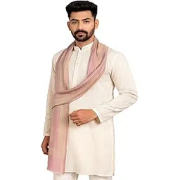 muffly Man Reversible Solid Pattern Wool Boys Stole with Antique Zari Double Gold Border Twilight Office, Traditional Stoles for Mens - Size (80 inch x 28 inch)-picture-49