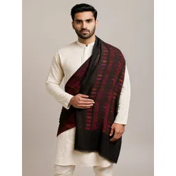 MUFFLY Men Ikat-Inspired Woven Fine Wool Stole-image-19