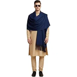muffly Men Premium Wool Blend Solid Men Stole with Fringe Detailings-picture-17