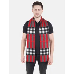 MUFFLY Men Red & Black Checked Printed Reversible Woven Muffler-image-20