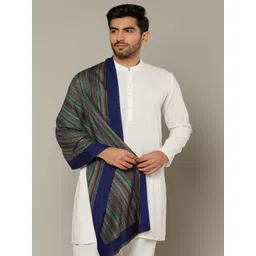 MUFFLY Men Striped Fine Wool Stole with Border-picture-40