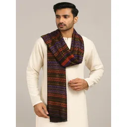 MUFFLY Men Zari Twilight Chevron Pattern Reversible Stole-image-25