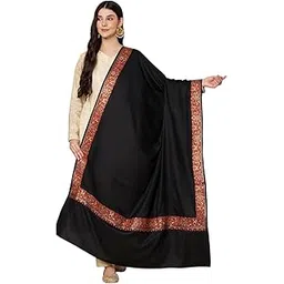 muffly Wool Blend Shawl with Rich Multicolor Embroidered Border | Festival & Wedding Wrap | Premium Luxury Shawls | Perfect for Traditional Events | For Men & Women |-picture-13