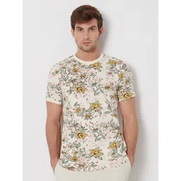 Mufti Floral Printed Slim Fit Cotton T-shirt-picture-37