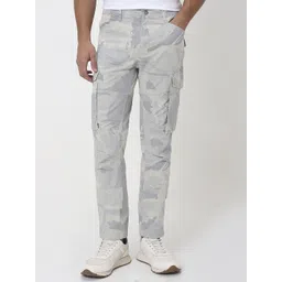 Mufti Men Camouflage Printed Slim Fit Cargos Trousers-picture-11