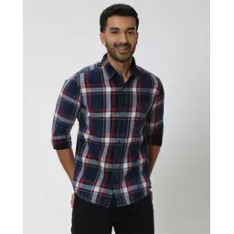 mufti Men Checked Slim Fit Shirt with Patch Pocket-picture-13