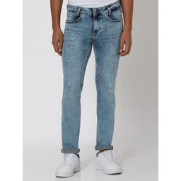 Mufti Men Mid-Rise Heavy Fade Slim Fit Mildly Distressed Stretchable Jeans-picture-26