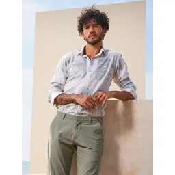 Mufti Men Slim Fit Geometric Printed Spread Collar Cotton Casual Shirt-picture-38