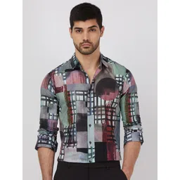 mufti Men Slim Fit Printed Spread Collar Casual Shirt-picture-10