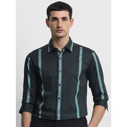 Mufti Men Slim Fit Vertical Striped Spread Collar Cotton Casual Shirt-picture-18